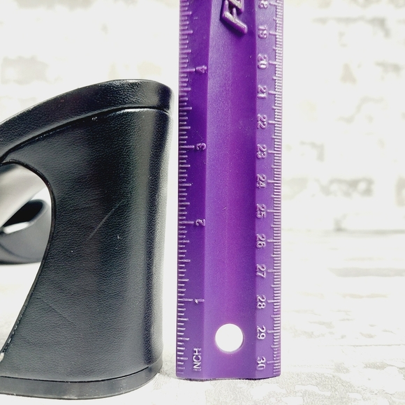 New Nine West Unah 3 Black Faux Leather Slide In Heels V245 - Picture 10 of 12